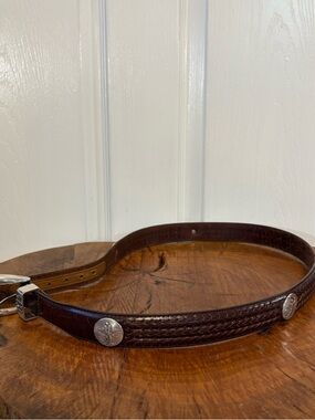 Vintage 1998 Brighton Onyx Leather Western Sliver Concho Golf Belt